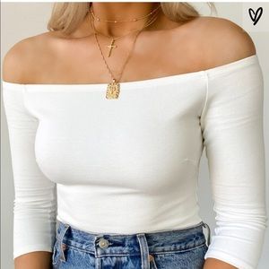 Lulus White Off-the-Shoulder Bodysuit